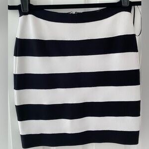 Michael Kors Black and White Striped Zip Front or Back Stretchy Skirt NWOT